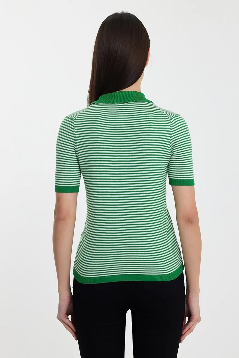 Alexander Gardi Striped Polo Neck Knitwear SWEATER(A91915-S)
