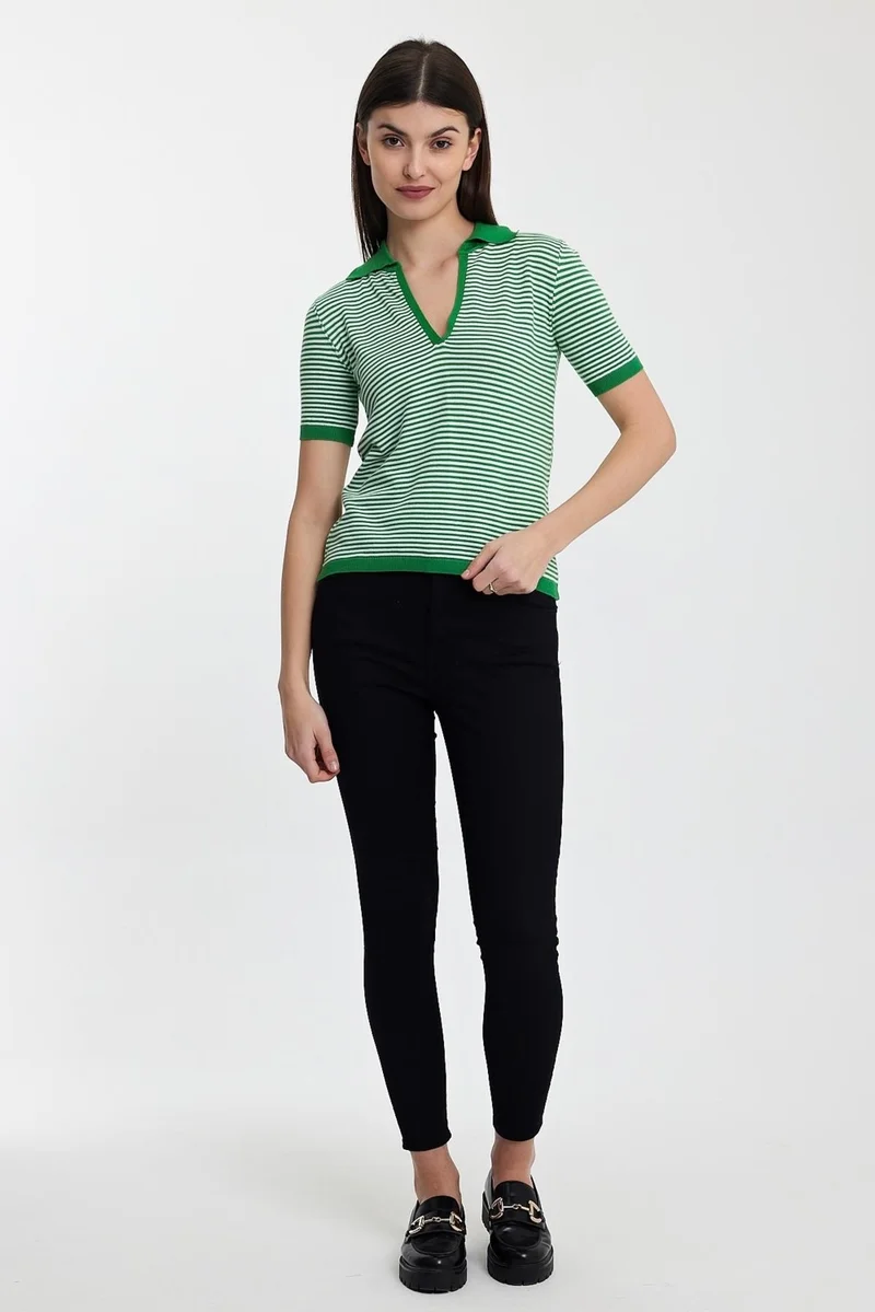 Alexander Gardi Striped Polo Neck Knitwear SWEATER(A91915-S)