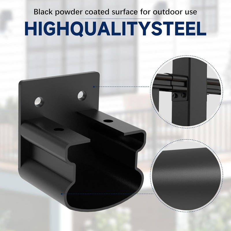 Egadis 4 Pack Aluminum Fixed Railing Bracket with Level Foot, Deck Railing Bracket Connector, Black Textured Powder-Coat Finish Railing System for Outdoor Decks, Porches & Balconies (Fix Brackets) - Image 5
