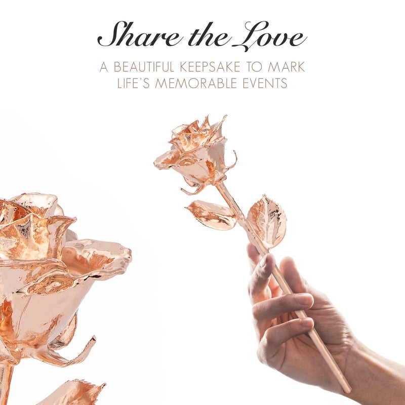 Forever Rose Bloom Box Bundle - a Genuine  One of a Kind  Real Rose Hand Dipped in Rose Gold with Beautiful Phantom Vase and Blooming Box - Image 5