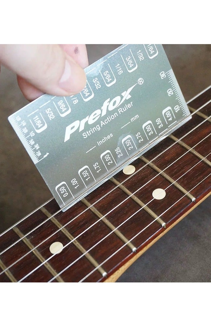 PREFOX Guitar String Action Gauge, fits all guitars, lightweight and portable (Stainless Steel - Grey) - Image 4