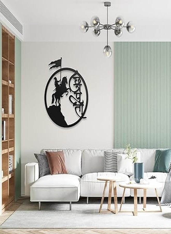 BLIND SHOP Chhatrapati Shivaji Maharaj Metal Hanging Wall Decor Art | Item for Home Decor, Living Room, Office, Drawing Room, Hall Decoration | Matte Black (45x38x1.5 CM) - Image 3