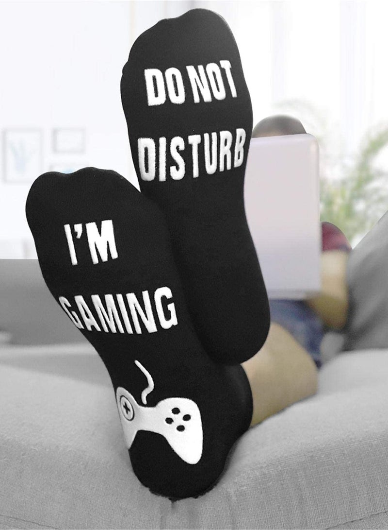 Men's Cotton Novelty Socks - Fun Fortnite Gamer Gift, Do Not Disturb Gaming Socks for Men, Women & Teens, Black (1 Pair) - Perfect for Gamers - Image 3