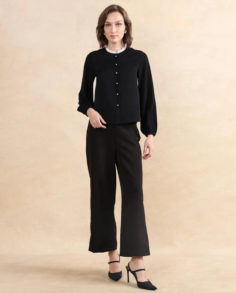Rareism Women's Bishop Sleeve Plain Top