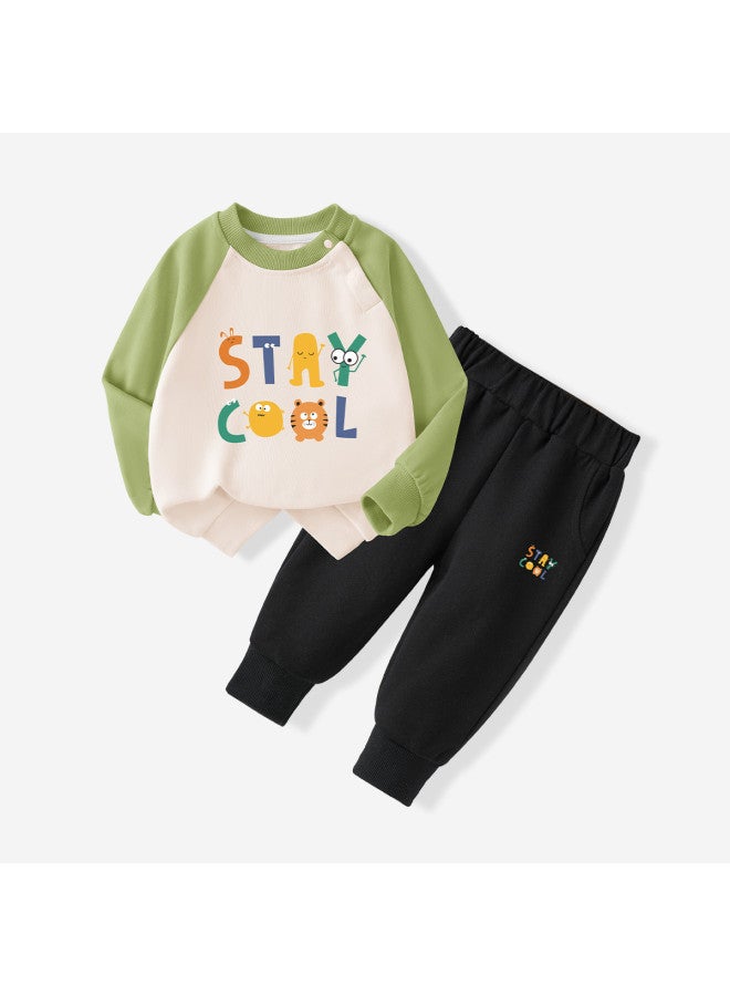 YISHUANGER Baby Hoodie Set, Spring And Autumn Boys' Spring Outfits, Baby Clothes Girls' Early Spring Separates Two-piece Set, Children's Outdoor Wear - Image 2