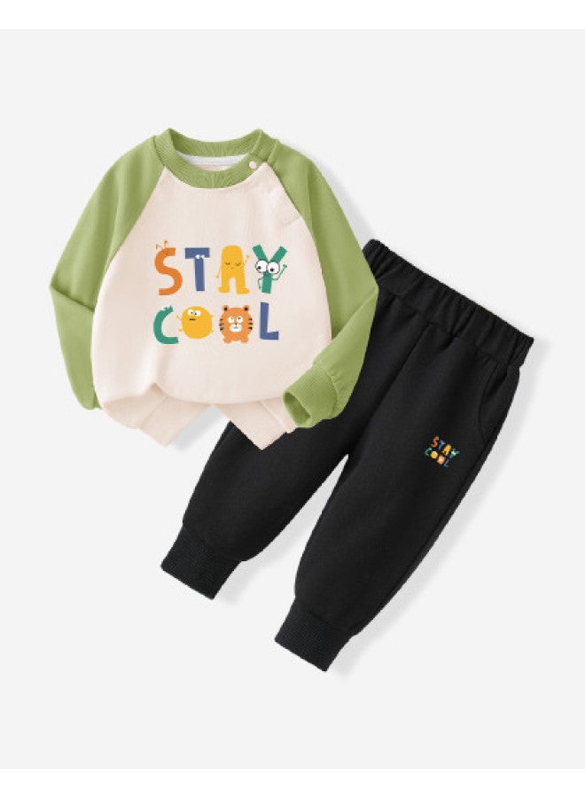 YISHUANGER Baby Hoodie Set, Spring And Autumn Boys' Spring Outfits, Baby Clothes Girls' Early Spring Separates Two-piece Set, Children's Outdoor Wear - Image 1