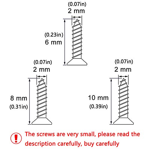 newlng 1600pcs 2MM Small Screws Phillips Flat Head Cross Self Tapping Tiny Screw Cabinet Electronic Accessories Screw Multifunctional DIY Micro Woodworking Mini Screw Set Gold Black Silver - Image 2