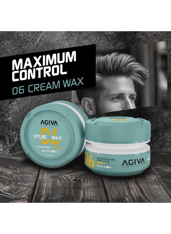 AGIVA Hair Styling Cream Wax Pomade 06 Grey | Maximum Control Men's Style, Strong Hold with Natural Shine | Professional Salon Formula, Easy to Wash, 175ml (5.92 Fl Oz) - Image 3