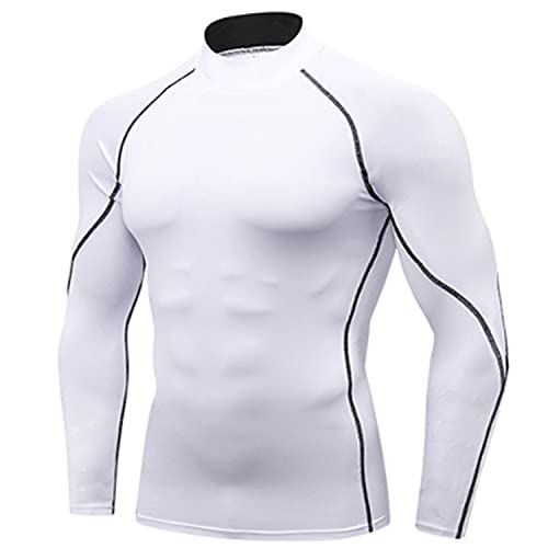 SPVISE White Compression Shirt Men Long Sleeve Workout Gym Top Rash Guard Athletic Undershirt Gear T Shirt for Sport Cool Dry - Image 1
