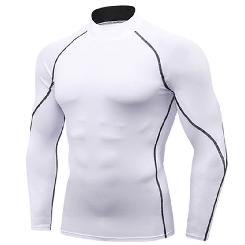 SPVISE White Compression Shirt Men Long Sleeve Workout Gym Top Rash Guard Athletic Undershirt Gear T Shirt for Sport Cool Dry - Image 2