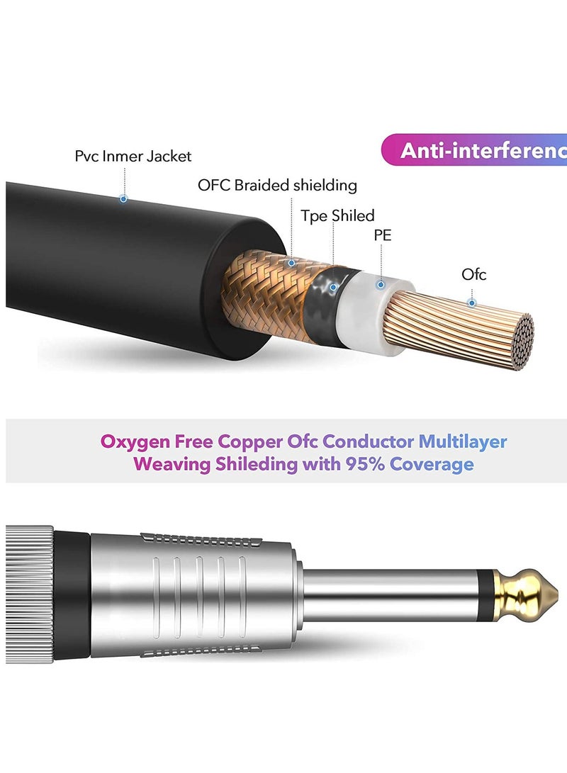 SYOSI Microphone Cable Mic Mono Jack Unbalanced Cord For Dynamic Xlr Female To 1/4 Inch (6.35Mm) - Image 3