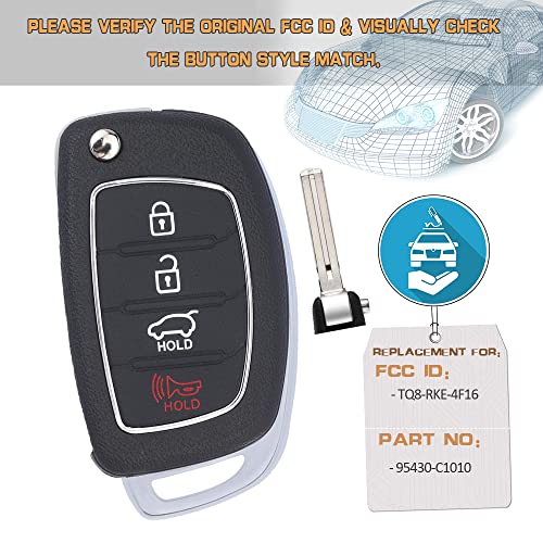 Keyecu Replacement Smart Key Fob 95430-C1010 for Hyundai Sonata 2014 2015 2016 2017 FCC ID:TQ8-RKE-4F16 Black - Image 2