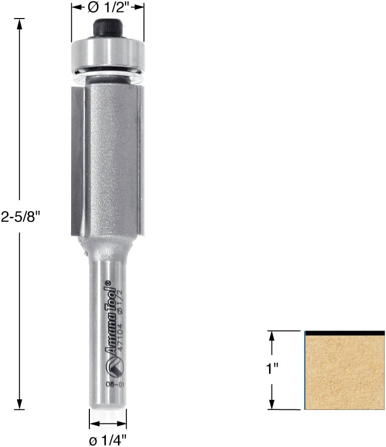 Amana Tool 47104 بت قاطع 1/2 بوصة قطره و 1 بوصة ارتفاع القطع و 1/4 بوصة عمود و 2 شقوق - Image 1