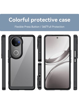 for vivo V50 5G Case Cover, High Quality Hard Backplane Soft Border Pure and Bright Comfortable Feel Cell Phone Protective Case for vivo V50 5G, Black - view 2