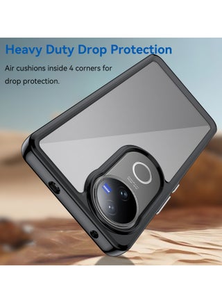 for vivo V50 5G Case Cover, High Quality Hard Backplane Soft Border Pure and Bright Comfortable Feel Cell Phone Protective Case for vivo V50 5G, Black - view 3