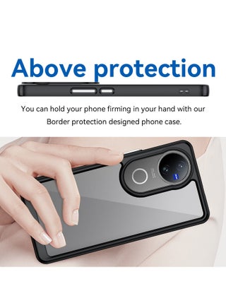 for vivo V50 5G Case Cover, High Quality Hard Backplane Soft Border Pure and Bright Comfortable Feel Cell Phone Protective Case for vivo V50 5G, Black - view 4