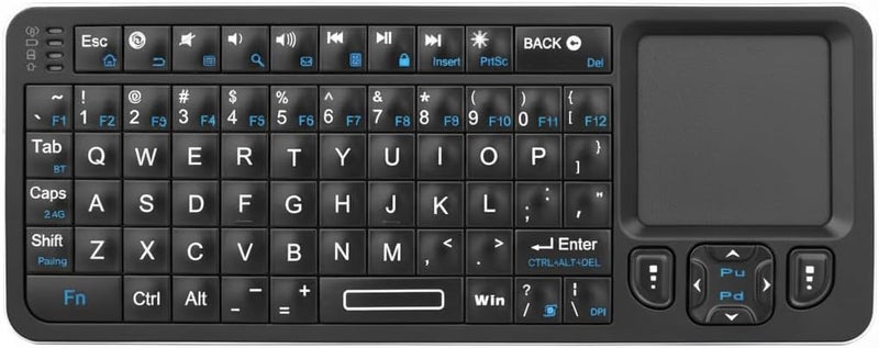 KASTWAVE Mini Bluetooth Keyboard,Backlit 2.4GHz Wireless Keyboard with IR Learning, Portable Lightweight with Touchpad Compatible with Android TV Box/Mac/Windows/HTPC (2.4G and Bluetooth) - Image 1