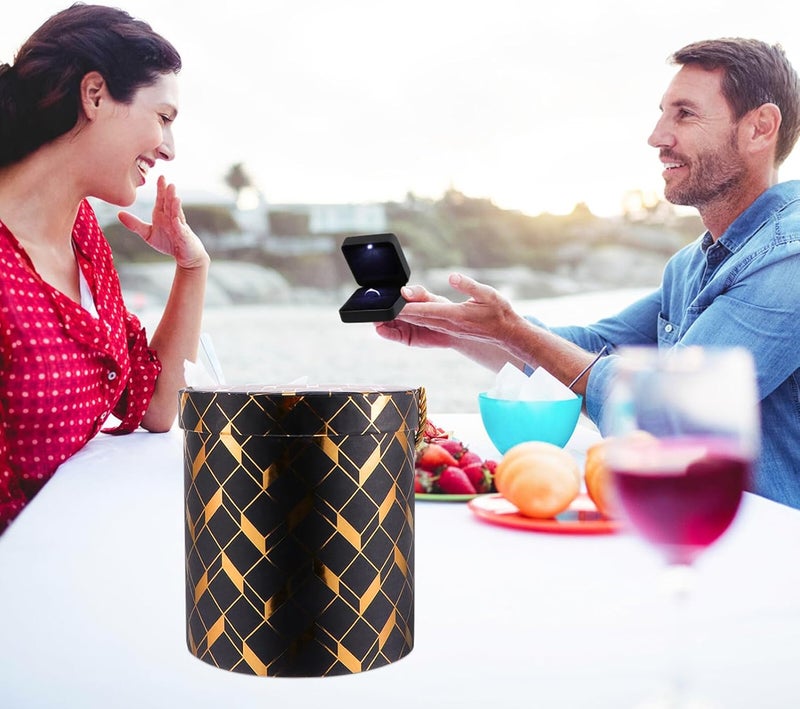 OATIPHO Creative Black round Bouquet Candy Boxes Set of 3 with Lid, Flower Package Storage Case for Wedding, Birthday Party Favors and Celebration - Image 4