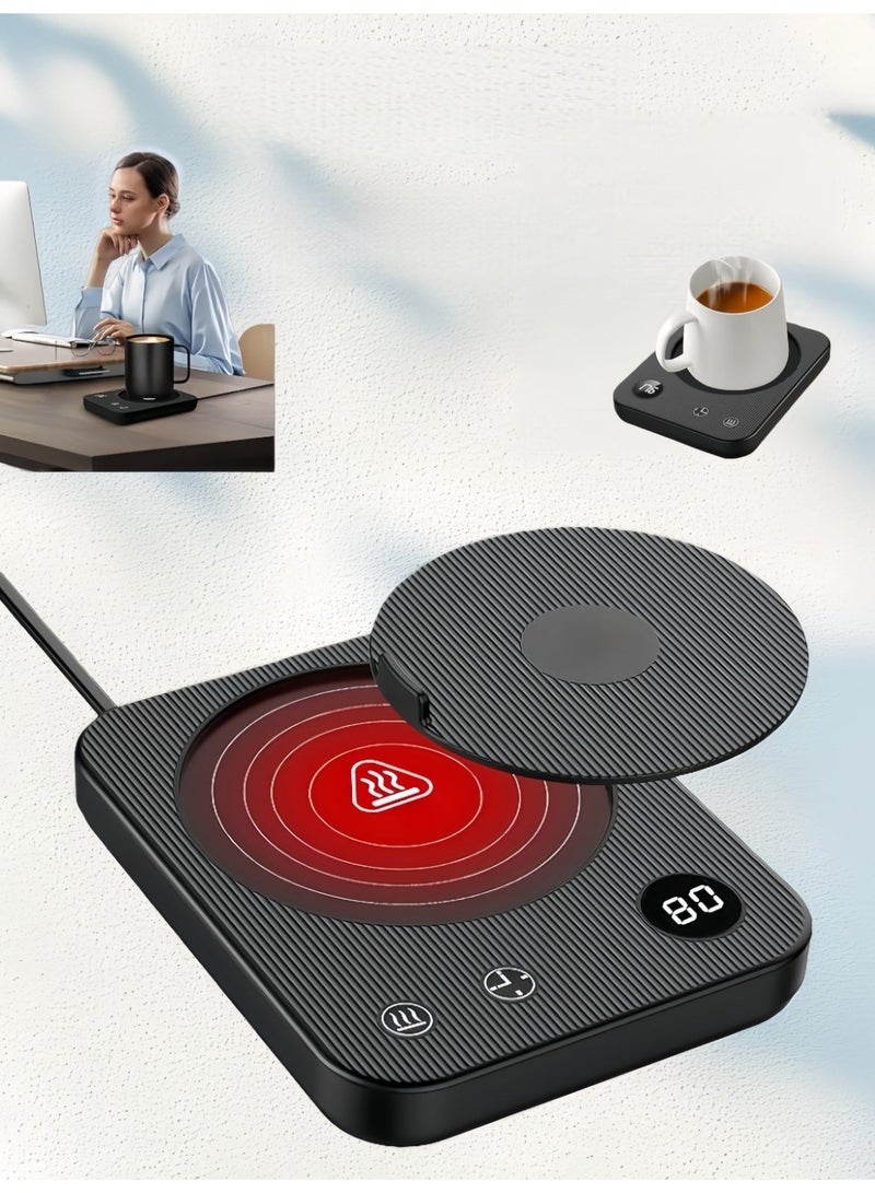 سَاخِنَةُ الأَكْوابِ الذَّكِيَّة - مُسَخِّنُ الكُوبِ الكَهْرَبَائِيّ بِ4 مُسْتَوَيَاتٍ لِدَرَجَةِ الحَرَارَةِ، مَعَ نِظَامِ الإِيقَافِ التِّلْقَائِيِّ وَسِطَاحٍ سِيلِيكُونِيٍّ لِلمَنَعِ الحَرَائِقِ. مُسَخِّنُ المَشْرُوبَاتِ المَحمُولُ المُنَاسِبُ لِلكَافِييهِ وَالشَّايِ وَالحَلِيبِ فِي مَكْتَبِ البَيْتِ وَالمَكْتَبِ. هَدِيَّةٌ مِثَالِيَّةٌ لِعُشَّاقِ القَهْوَةِ. - Image 1