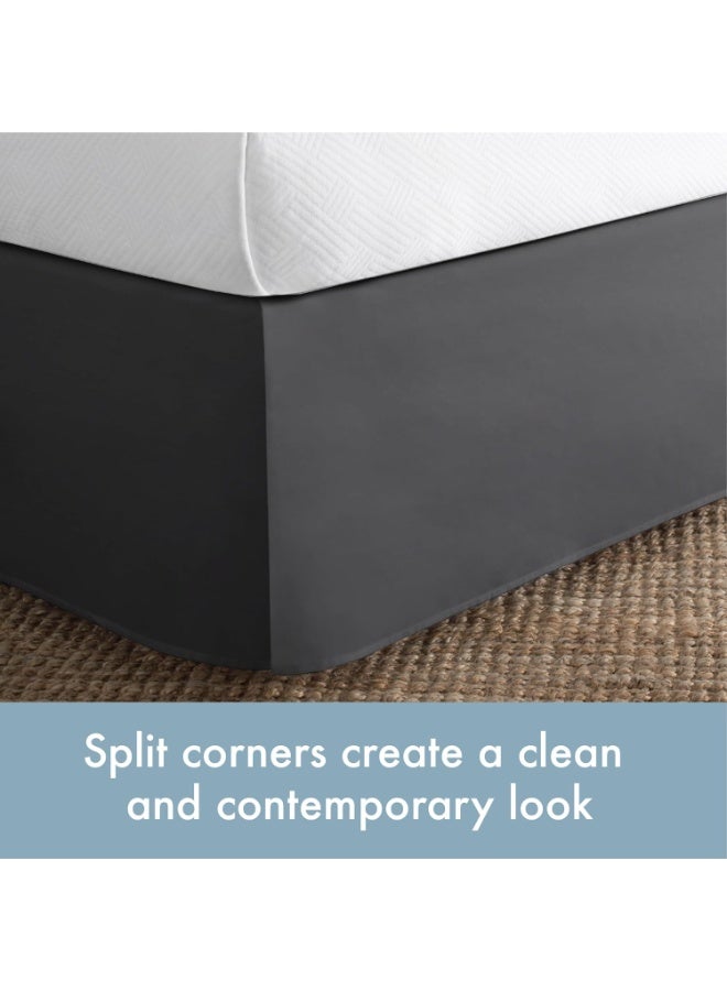 TODAY'S HOME Today’s Home Classic Tailored Bed Skirt Dust Ruffle, Cotton Blend Design, 14" Drop Length, Full, Grey - Image 3