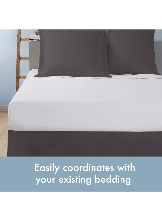 TODAY'S HOME Today’s Home Classic Tailored Bed Skirt Dust Ruffle, Cotton Blend Design, 14" Drop Length, Full, Grey - Image 2