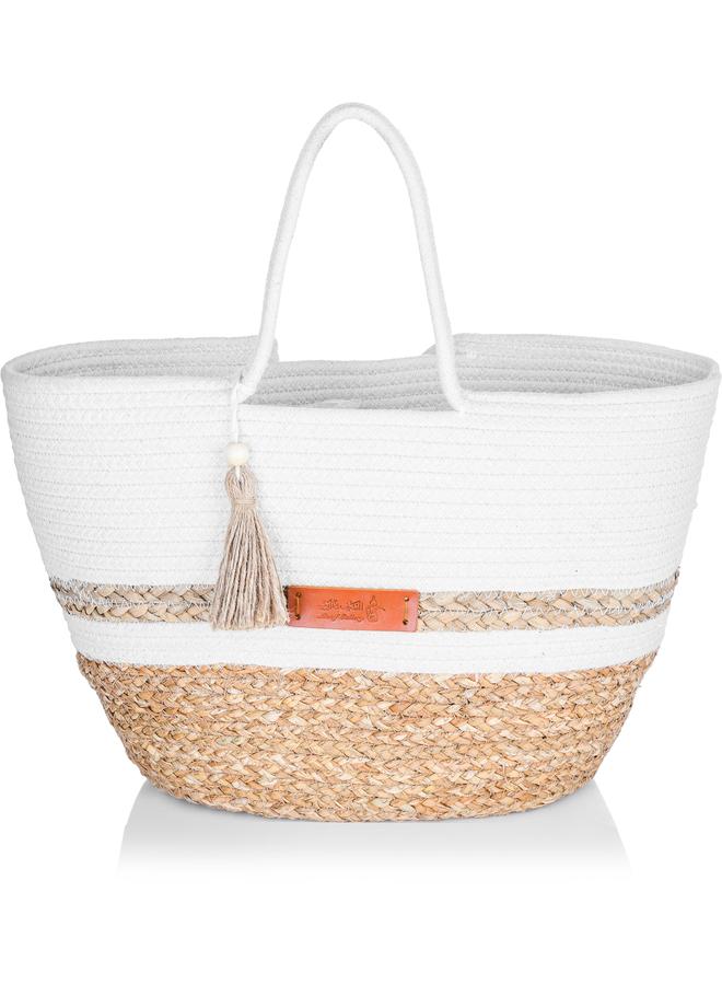 Alsaif Wicker Thermos Bag 50 X 30 Cm White - Image 1