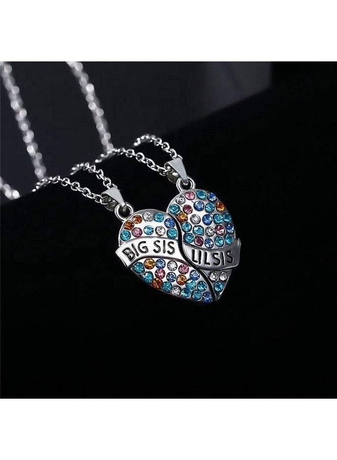 El Regalo 2 PCs Girls Sister Necklace Gifts, Big Sister Little Sister Jewelry Gift for 2,Rainbow Broken Heart BFF Friendship Pendant for Kids Teens Women (Big Sis Lil Sis) - Image 4