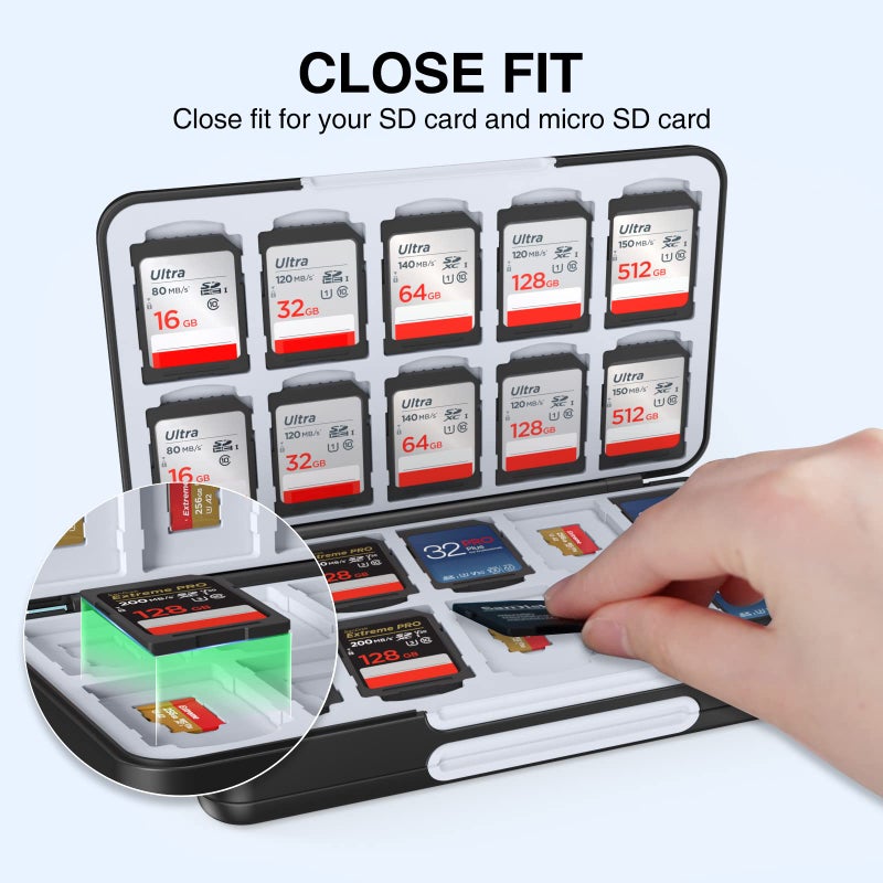 HEIYING SD Card Holder for Memory SD and TF Cards, Portable Case Compatible with 40 SDXC SDHC and 40 TF Card Slots - Image 3