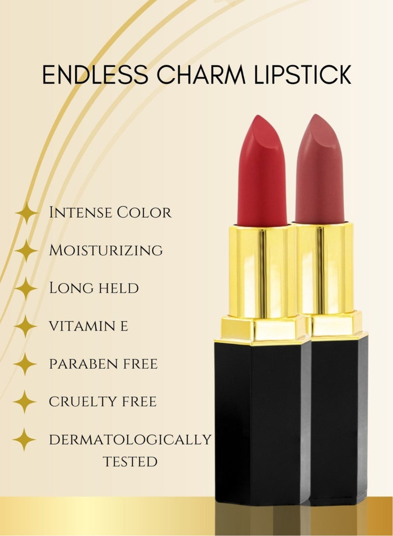 Glor Endless Charm Lipstick– Intense Long-Lasting Color, Luxurious Moisture, Ultra-Creamy Formula for Beautiful Lips-Raspberry Range + Voila + 1 Beauty Blender + 1 Cosmetic Bag - Image 2