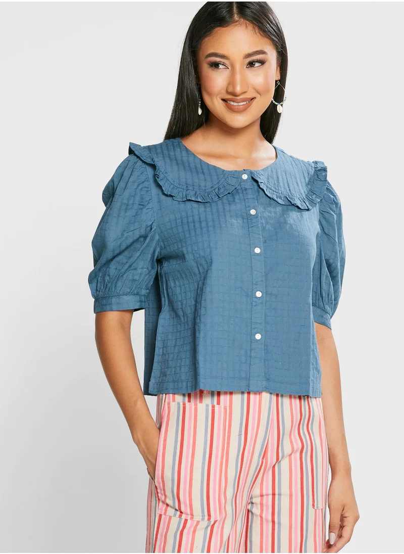 Fabindia Ruffle Detail Button Down Top