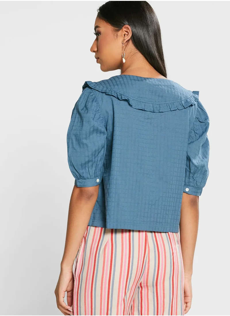 Fabindia Ruffle Detail Button Down Top