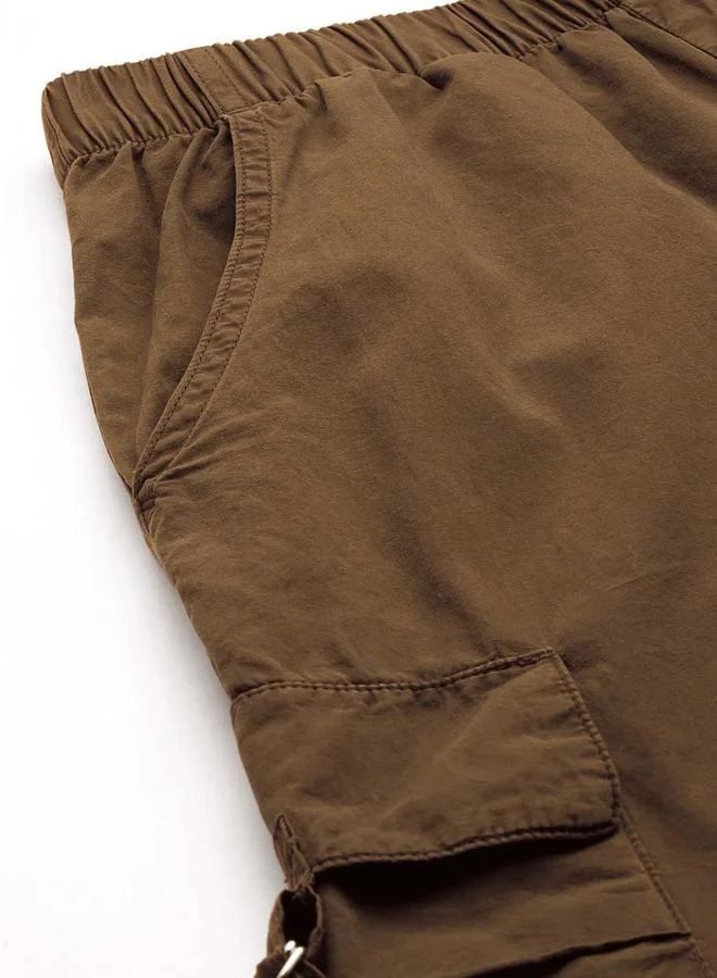 Styli Women Brown Parachute Fit Cargo Pants By Bene Kleed