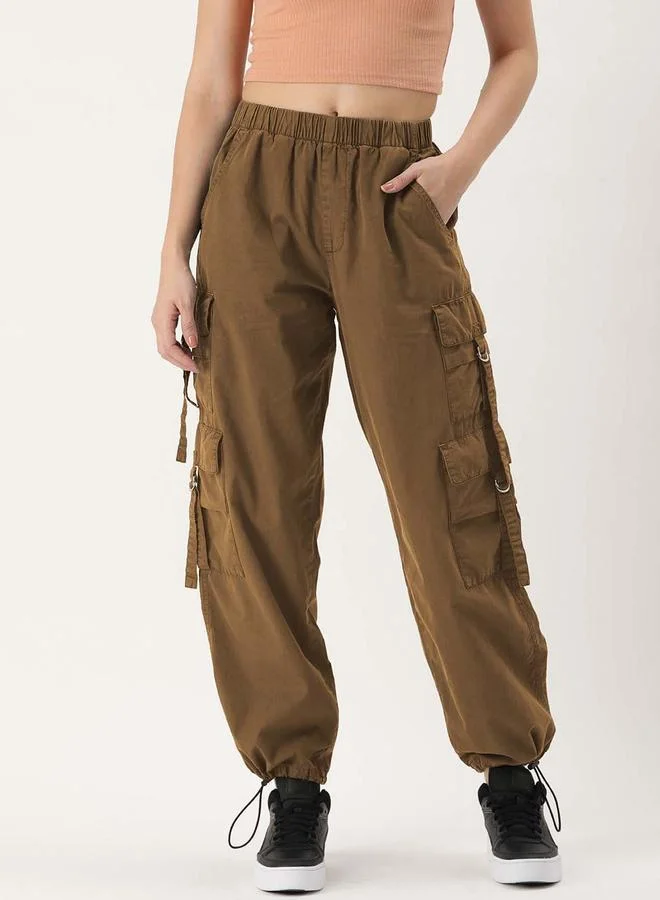 ستايلي Women Brown Parachute Fit Cargo Pants By Bene Kleed