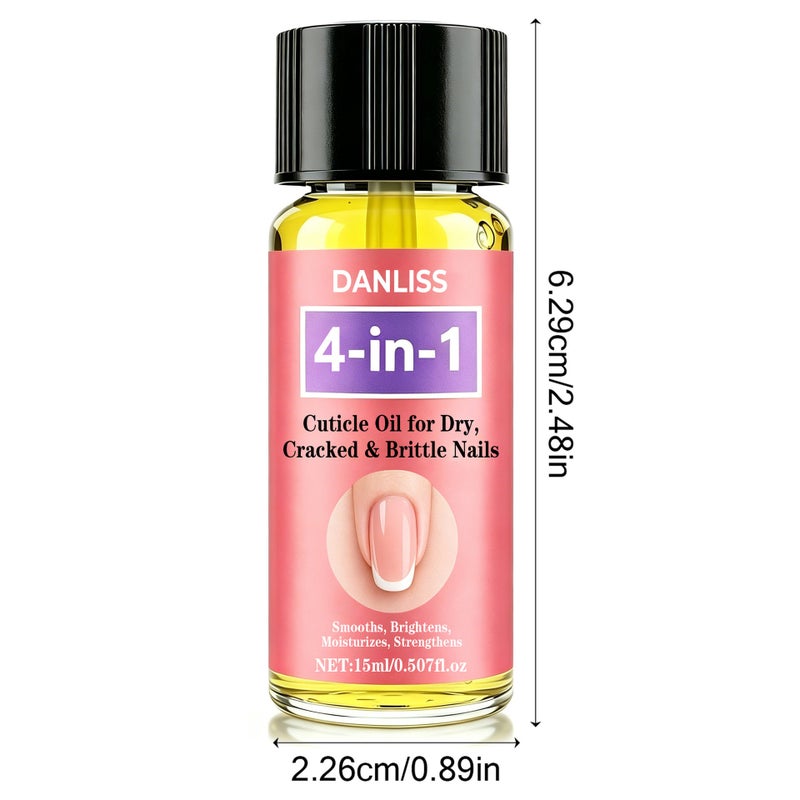 Danliss 4-in-1 Cuticle Oil 15ml - Repairs dry, cracked, and fragile nail edges. Dropper for nail care - Image 5