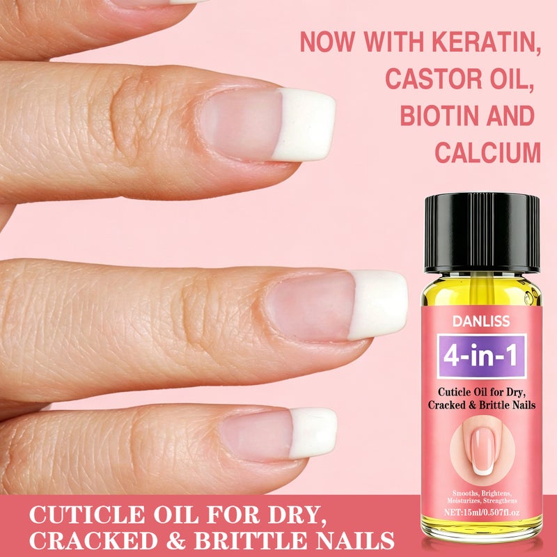 Danliss 4-in-1 Cuticle Oil 15ml - Repairs dry, cracked, and fragile nail edges. Dropper for nail care - Image 2