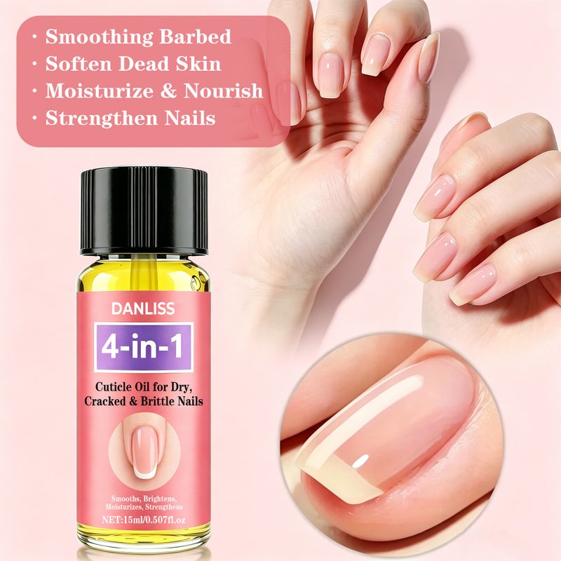 Danliss 4-in-1 Cuticle Oil 15ml - Repairs dry, cracked, and fragile nail edges. Dropper for nail care - Image 3