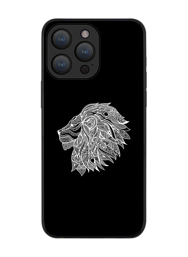 Stylizedd Cover for iPhone 15 Pro Max Case Rugged Black Slim fit Soft Flexible Anti Drop TPU Gel Thin Protective Phone Cases - Lion Abstract - Image 1
