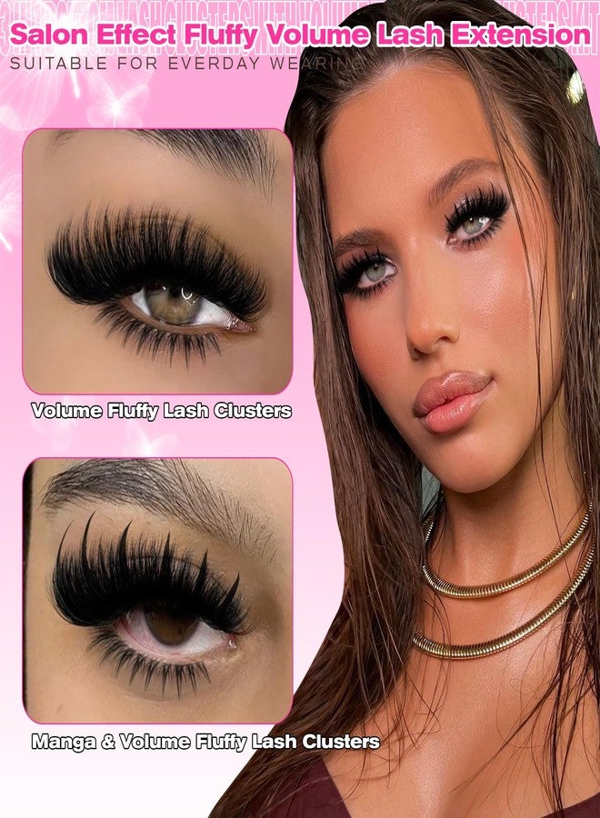 wiwoseo Lash Spikes Lash Clusters with Bottom Lashes Cluster Fairy Eyelash Cluster Eyelash Extensions Fluffy Lash Clusters with Bottom Cluster Lashes Fluffy Eyelash Cluster Spiky Individual Lashes - Image 4