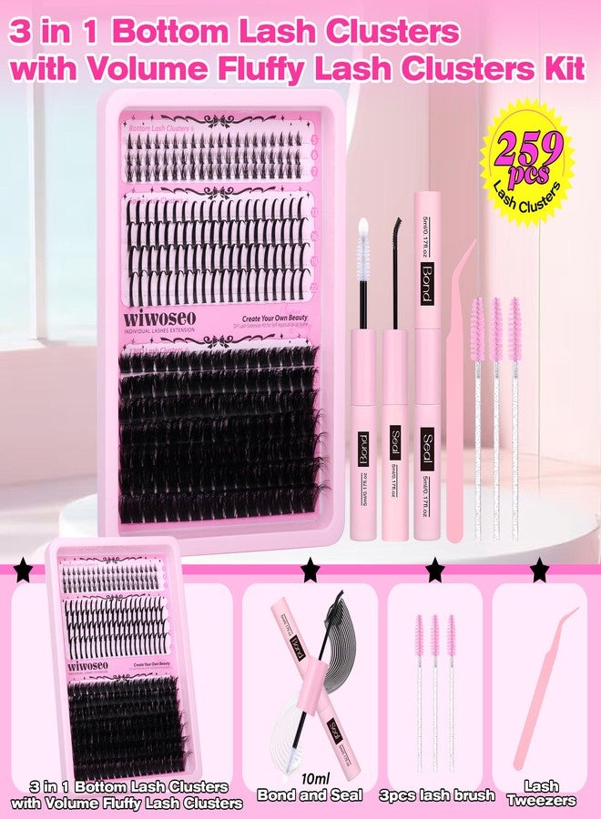 wiwoseo Lash Spikes Lash Clusters with Bottom Lashes Cluster Fairy Eyelash Cluster Eyelash Extensions Fluffy Lash Clusters with Bottom Cluster Lashes Fluffy Eyelash Cluster Spiky Individual Lashes - Image 2