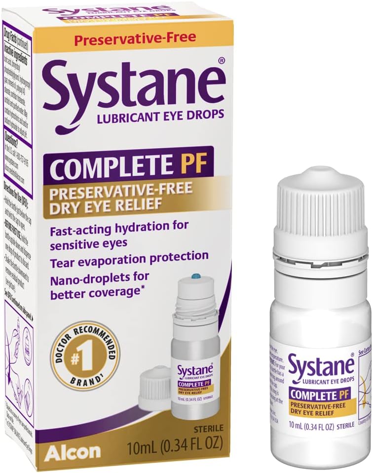 Systane قطرات العين الجافة Systane Complete PF متعددة الجرعات خالية من المواد الحافظة 10 مل مرهم ترطيب العين ليلاً 35 جرام أنبوب - Image 2
