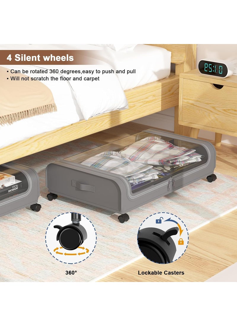 HOMETHREADS - HOMETHREADS Under Bed Storage organizer Featuring Wheels Containers and 65 Inch High Rolling Shoe Storage with Lid Ideal for Small Space Organization and Clothes Storage Grey Set of 1 - Image 1