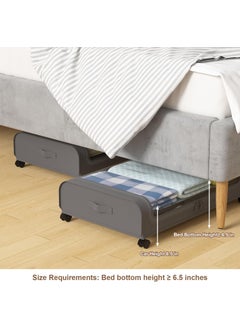 HOMETHREADS HOMETHREADS Under Bed Storage organizer Featuring Wheels Containers and 65 Inch High Rolling Shoe Storage with Lid Ideal for Small Space Organization and Clothes Storage Grey Set of 1  - Image 5