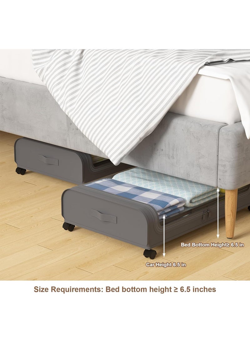 HOMETHREADS - HOMETHREADS Under Bed Storage organizer Featuring Wheels Containers and 65 Inch High Rolling Shoe Storage with Lid Ideal for Small Space Organization and Clothes Storage Grey Set of 1 - Image 1