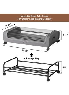 HOMETHREADS HOMETHREADS Under Bed Storage organizer Featuring Wheels Containers and 65 Inch High Rolling Shoe Storage with Lid Ideal for Small Space Organization and Clothes Storage Grey Set of 1  - Image 2