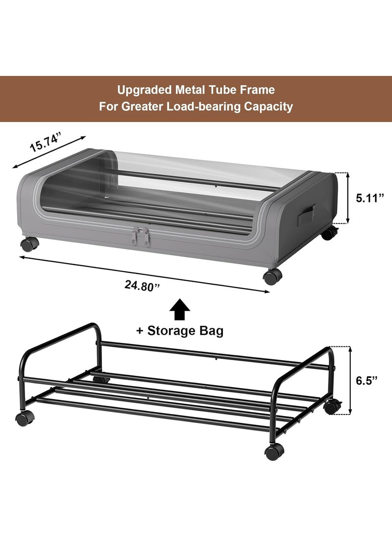 HOMETHREADS - HOMETHREADS Under Bed Storage organizer Featuring Wheels Containers and 65 Inch High Rolling Shoe Storage with Lid Ideal for Small Space Organization and Clothes Storage Grey Set of 1 - Image 1