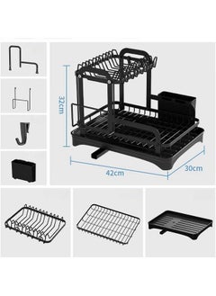 2 Tier Dish Drying Rack Large Capacity Draining Board Rack Dish Rack with Cup Holder & Tray & Drainage Pipe Dish Drainer with Drainboard and Utensil Holder Extra Drying Mat - pzsku/Z1CF09328D43309E919F8Z/45/_/1711706308/87318f58-c36e-4b2c-824b-4582f1c9775a