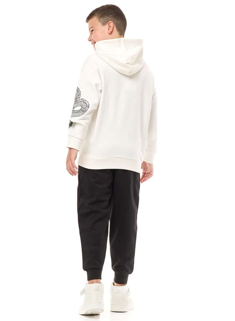 victor and jane Boys' 2-Piece Hoodie and Jogger Set (8-14 yrs) Off white-Black