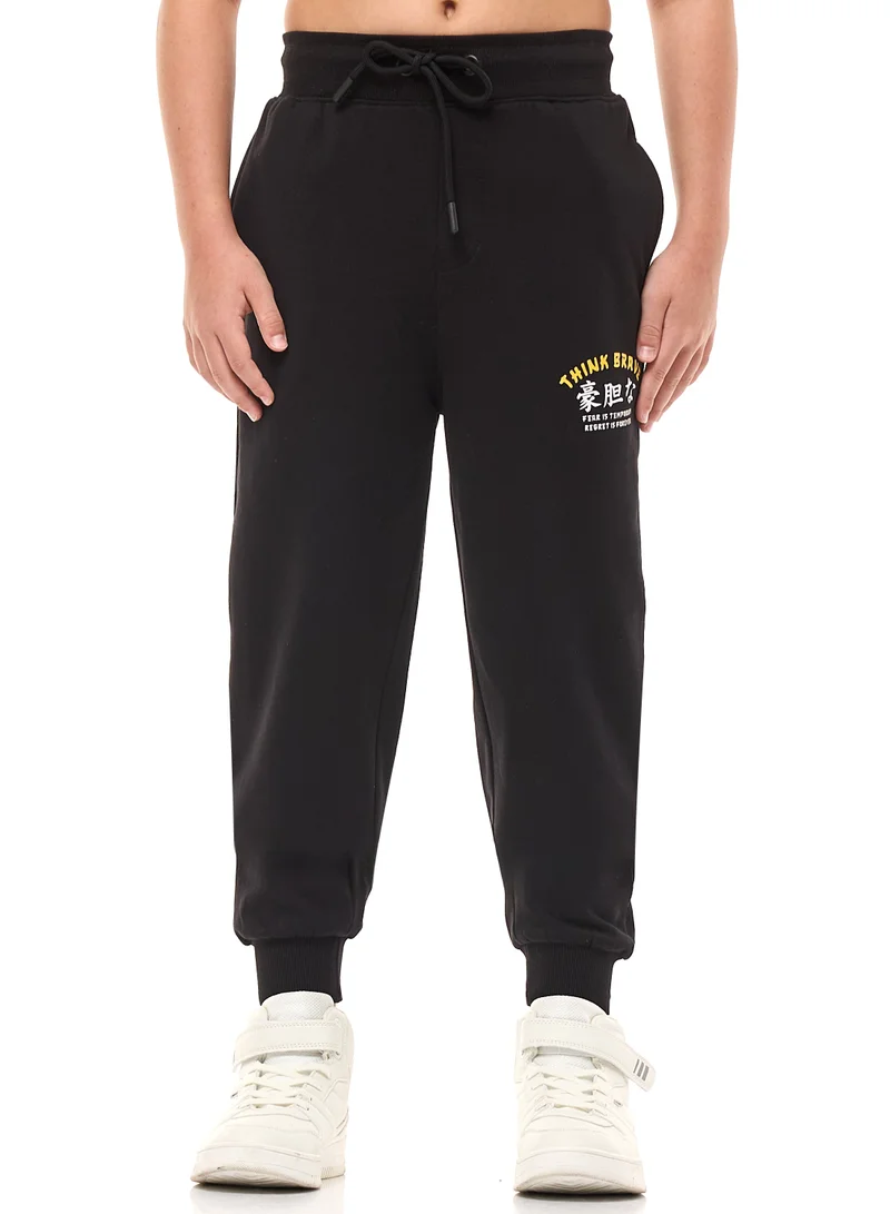 victor and jane Boys' 2-Piece Hoodie and Jogger Set (8-14 yrs) Off white-Black