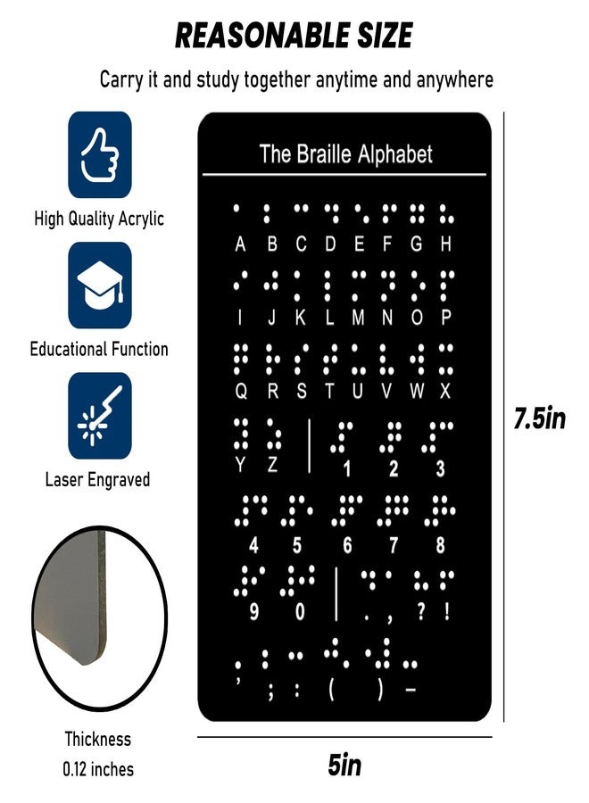 Blirik Braille Alphabet Board,Braille English Alphabet with Raised Dots, Numbers & Punctuation Braille Learning for Beginners, Braille Teaching Aid for Blind Children, Adults-7.5 x 5 inches - Image 3