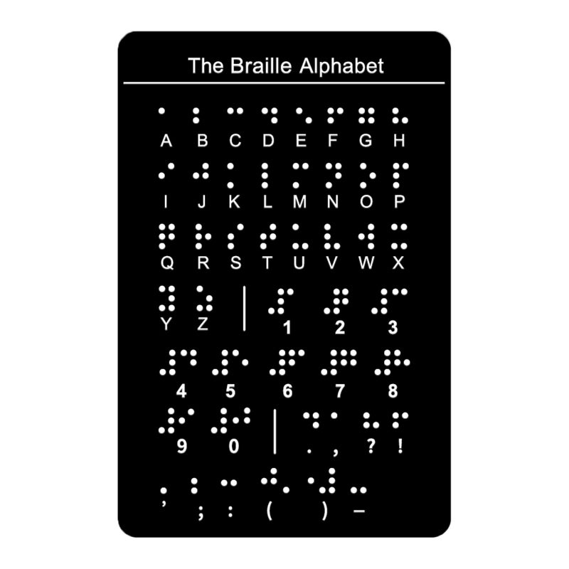 Blirik Braille Alphabet Board,Braille English Alphabet with Raised Dots, Numbers & Punctuation Braille Learning for Beginners, Braille Teaching Aid for Blind Children, Adults-7.5 x 5 inches - Image 1